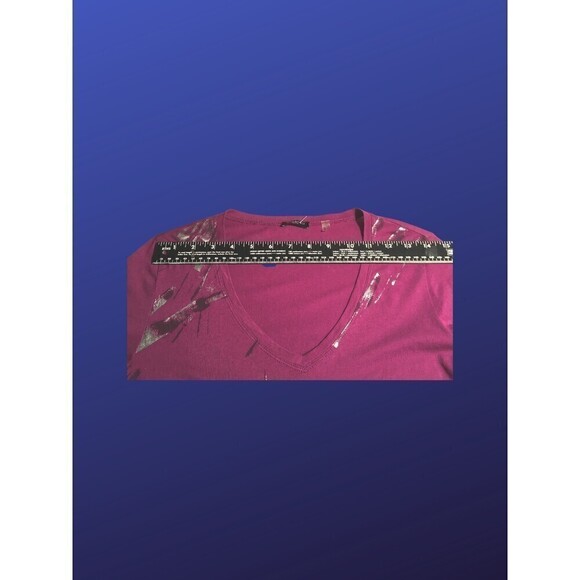 TAHARI PETITE Pull-on Top, MAGENTA/SILVER METALLIC, Women's Size SP, NWOT - Picture 8 of 9